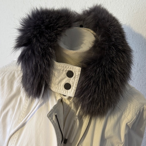 Vince Cream Utility Jacket with Fur Hood - Picture 5 of 9